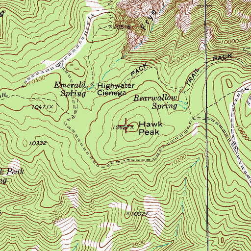 Topographic Map of Hawk Peak, AZ