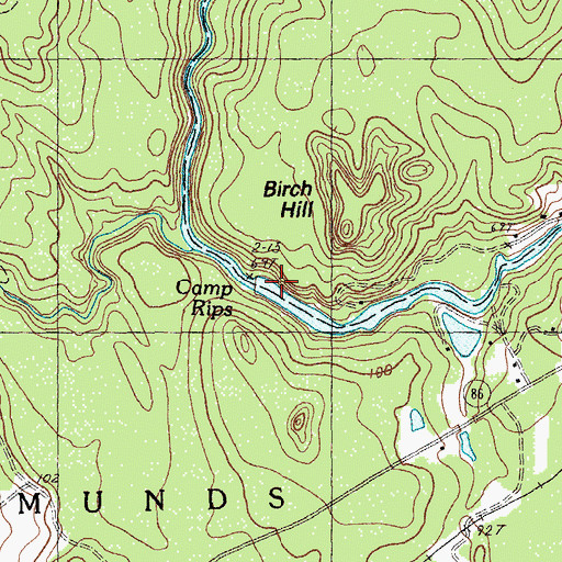 Topographic Map of Camp Rips, ME