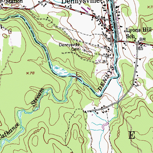 Topographic Map of Cathance Stream, ME