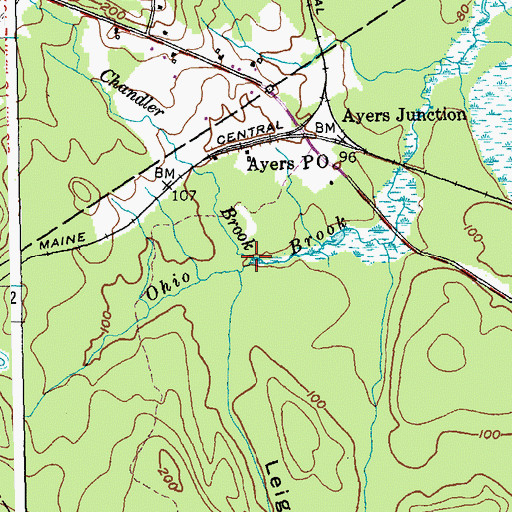 Topographic Map of Chandler Brook, ME