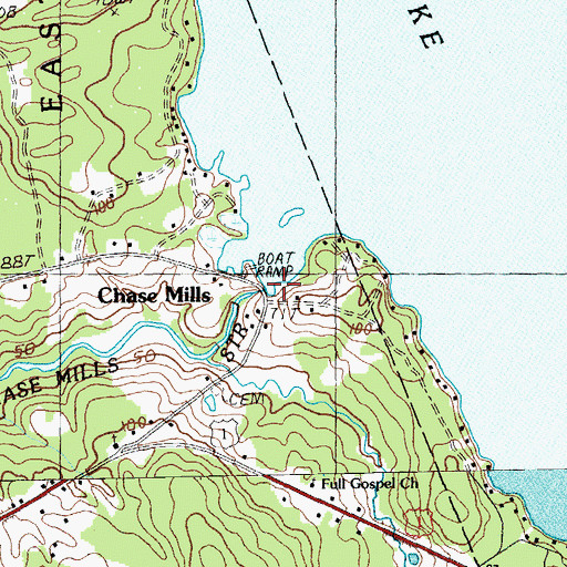 Topographic Map of Chase Mills, ME