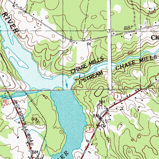 Topographic Map of Chase Mills Stream, ME