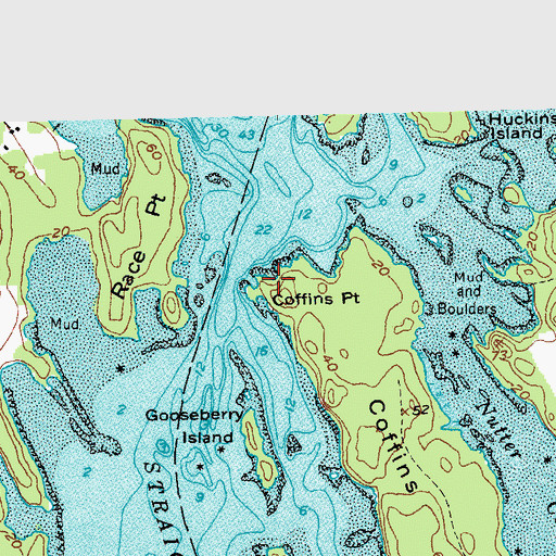 Topographic Map of Coffins Point, ME