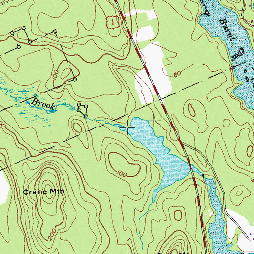 Topographic Map of Crane Mill Brook, ME