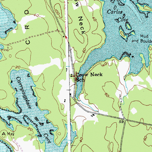 Topographic Map of Crow Neck School, ME