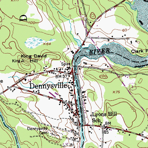 Topographic Map of Dennysville, ME