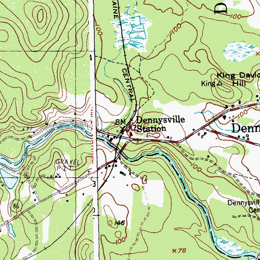 Topographic Map of Dennysville Station, ME