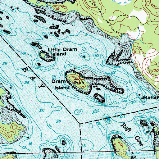 Topographic Map of Dram Island, ME