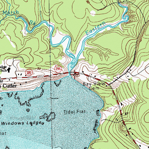 Topographic Map of Eastern Marsh Brook, ME
