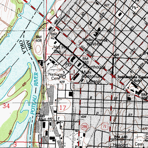 Topographic Map of Fort Smith Municipal Auditorium, AR