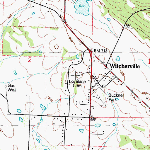 Topographic Map of Lovelace Cemetery, AR