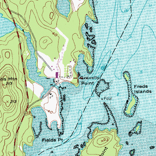 Topographic Map of Gravelly Point, ME