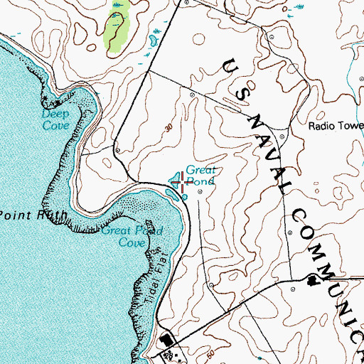Topographic Map of Great Pond, ME