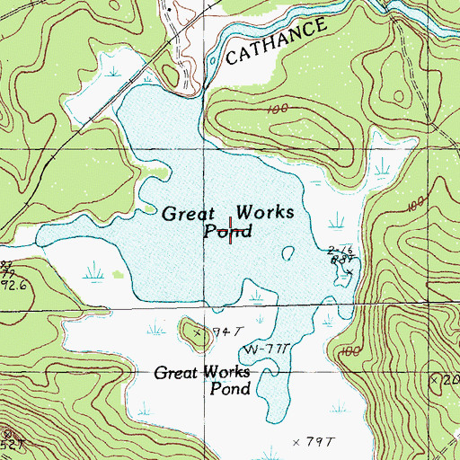 Topographic Map of Great Works Pond, ME