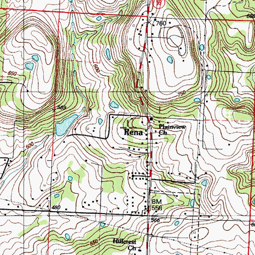 Topographic Map of Rena, AR