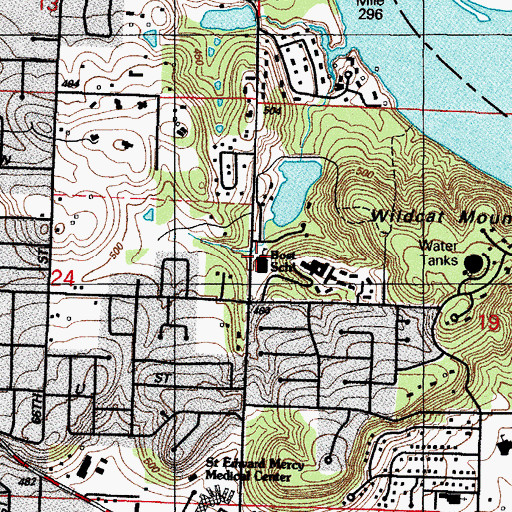 Topographic Map of Post School, AR
