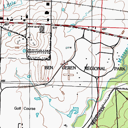 Topographic Map of Ben Geren Regional Park, AR