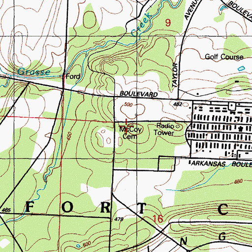 Topographic Map of Mc Coy Cemetery, AR