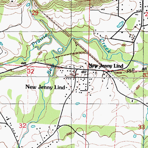 Topographic Map of Jenny Lind, AR