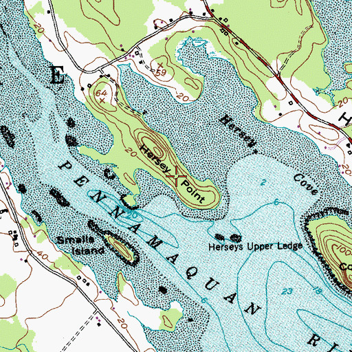 Topographic Map of Hersey Point, ME