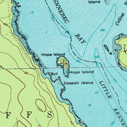 Topographic Map of Hope Island, ME
