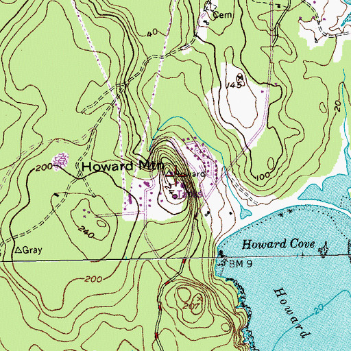 Topographic Map of Howard Mountain, ME