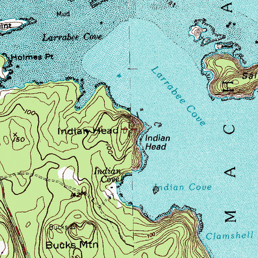 Topographic Map of Indian Head, ME