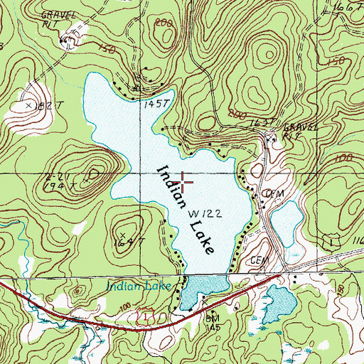 Topographic Map of Indian Lake, ME