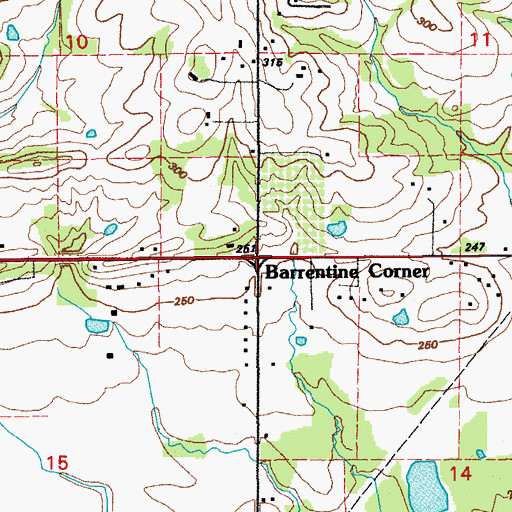 Topographic Map of Barrentine Corner, AR