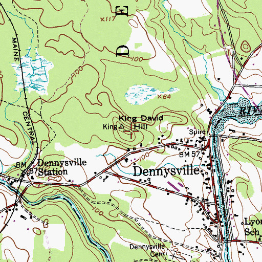 Topographic Map of King David Hill, ME