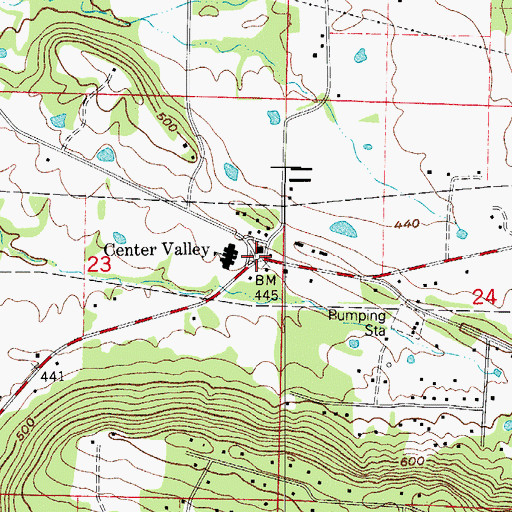 Topographic Map of Center Valley, AR