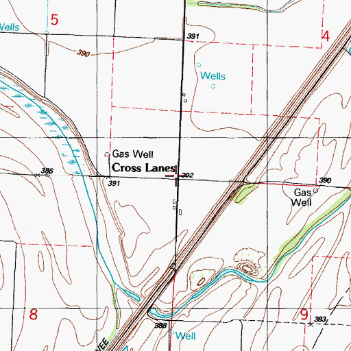 Topographic Map of Cross Lanes, AR