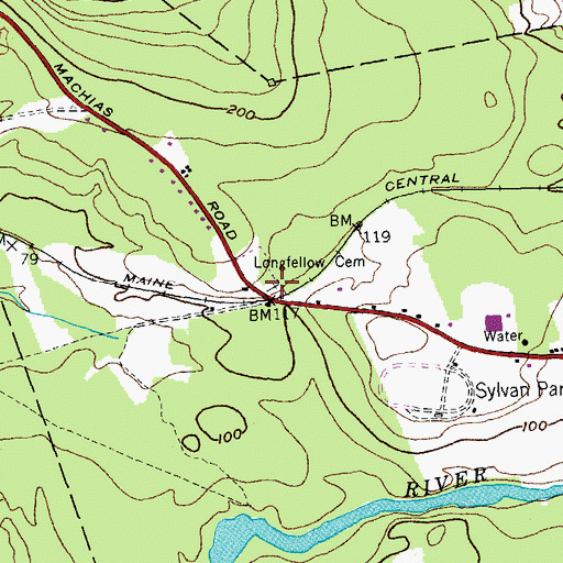 Topographic Map of Longfellow Cemetery, ME