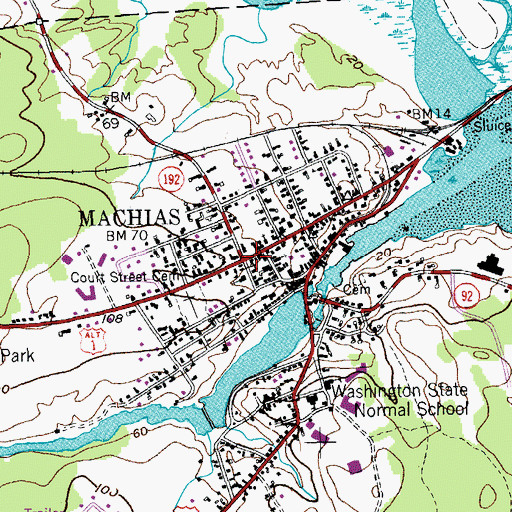 Topographic Map of Machias, ME