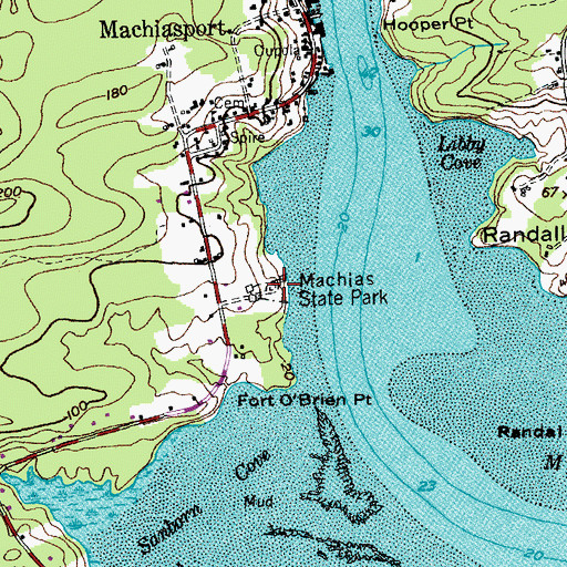 Topographic Map of Fort O'Brien State Historic Site, ME