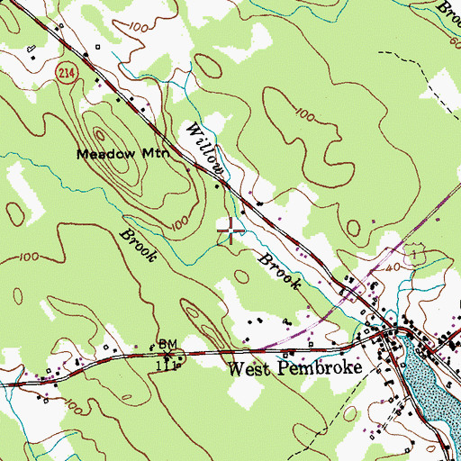 Topographic Map of Meadow Brook, ME