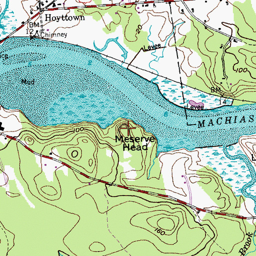 Topographic Map of Meserve Head, ME