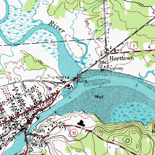 Topographic Map of Middle River, ME