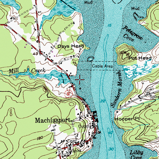 Topographic Map of Mill Creek, ME