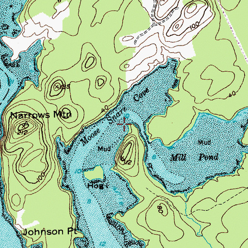Topographic Map of Moose Snare Cove, ME