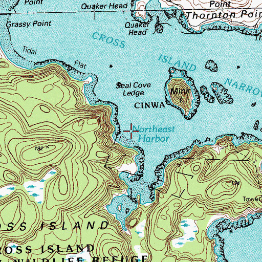 Topographic Map of Northeast Harbor, ME