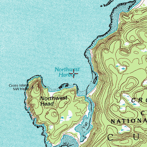 Topographic Map of Northwest Harbor, ME