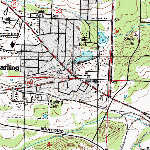 Topographic Map of Barling, AR