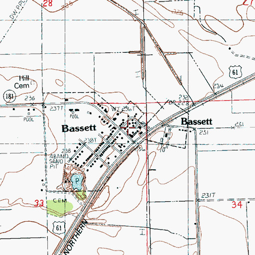 Topographic Map of Bassett, AR