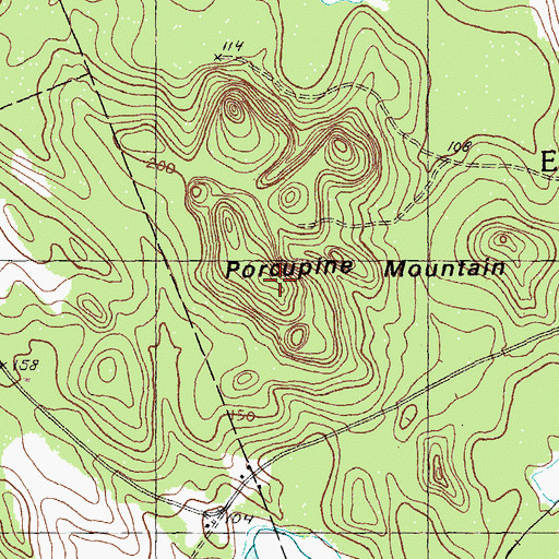 Topographic Map of Porcupine Mountain, ME