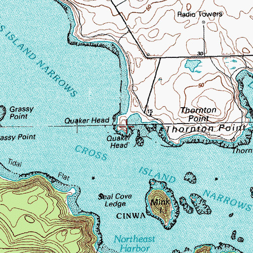 Topographic Map of Quaker Head, ME