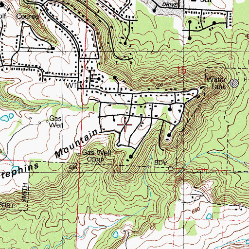 Topographic Map of Brooks Stephins Mountain, AR