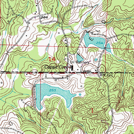 Topographic Map of Capps City, AR