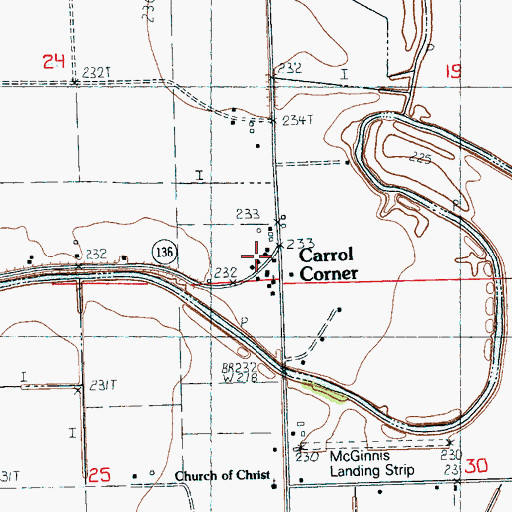 Topographic Map of Carrol Corner, AR