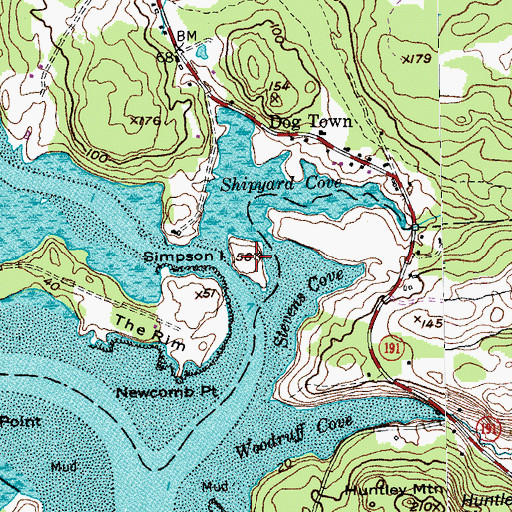 Topographic Map of Simpson Island, ME